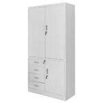 Zdjęcie produktu: Szafa biurowa metalowa na akta Mega-M WENUS pełne drzwi 4 szuflady S-90 cm G-40 cm H-185 cm szara