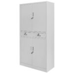 Zdjęcie produktu: Szafa biurowa metalowa na dokumenty Mega-M WENUS pełne drzwi 2 szuflady S- 90 cm G- 40 cm H-185 cm szara
