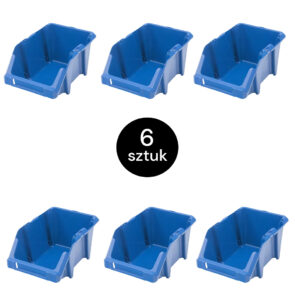 Zdjęcie produktu: Pojemnik magazynowy kuweta warsztatowa Mega-M 15,5x25x12 cm plastikowy niebieski S - zestaw 6 szt.
