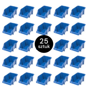Zdjęcie produktu: Pojemnik magazynowy kuweta warsztatowa Mega-M 15,5x25x12 cm plastikowy niebieski S - zestaw 25 szt.