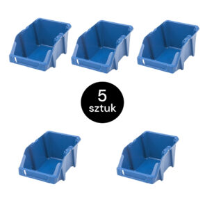 Zdjęcie produktu: Pojemnik magazynowy kuweta warsztatowa Mega-M 20x30x13 cm plastikowy niebieski M - zestaw 5 szt.