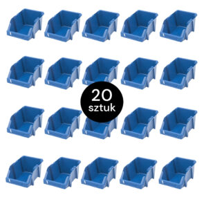 Zdjęcie produktu: Pojemnik magazynowy kuweta warsztatowa Mega-M 20x30x13 cm plastikowy niebieski M - zestaw 20 szt.