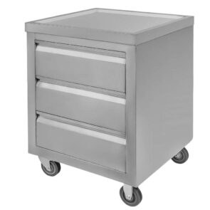 Zdjęcie produktu: Stół gastronomiczny ze stali nierdzewnej szafka mobilna z trzema szufladami Mega-M 60x60x85 cm