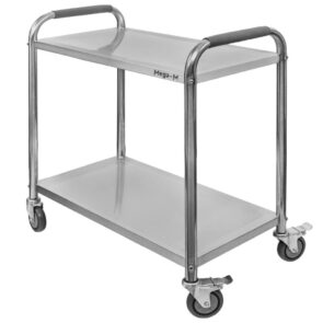 Zdjęcie produktu: Wózek gastronomiczny kelnerski 75x40x90 cm Mega-M STANDARD 2 półki stal nierdzewna