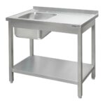 Zdjęcie produktu: Zlew gastronomiczny spawany z komorą po lewej stronie i półką Mega-M 120x60x85 cm stal nierdzewna