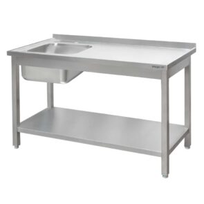 Zdjęcie produktu: Zlew gastronomiczny spawany z komorą po lewej stronie i półką Mega-M 180x60x85 cm stal nierdzewna