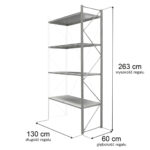Zdjęcie produktu: Regał magazynowy 4-półkowy STOW H-263 cm L-130 cm G-60 cm ocynk moduł dostawny
