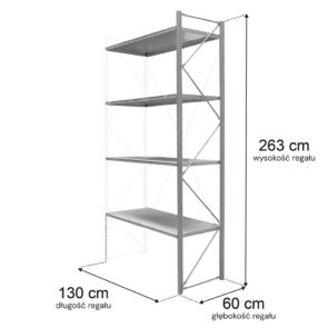 Zdjęcie produktu: Regał magazynowy 4-półkowy STOW H-263 cm L-130 cm G-60 cm ocynk moduł dostawny