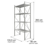 Zdjęcie produktu: Regał magazynowy 4-półkowy STOW H-263 cm L-133.5cm G-60 cm ocynk moduł bazowy