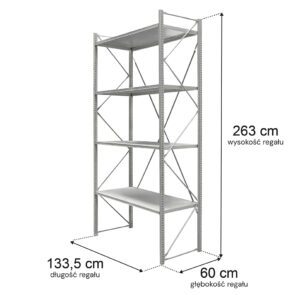 Zdjęcie produktu: Regał magazynowy 4-półkowy STOW H-263 cm L-133.5cm G-60 cm ocynk moduł bazowy