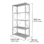Zdjęcie produktu: Regał magazynowy 5-półkowy STOW H-300 cm L-133.5cm G-60 cm moduł bazowy