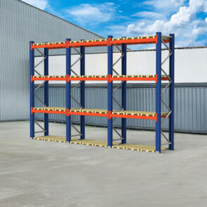 Regał magazynowy paletowy MGL MAGO HX 0+3 H-400 cm L-850 cm 3000 kg nośność na parę trawersów