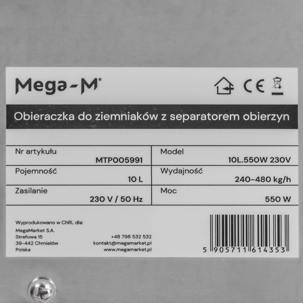 Obieraczka do ziemniaków z separatorem obierzyn