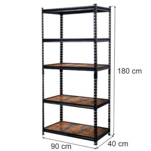 Zdjęcie produktu: Regał magazynowy Mega-M PRO LOFT  H-180 cm L-90 cm G-40 cm 5 półek z MDF 6.2 mm okleina drewno 275 kg czarny