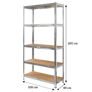 Zdjęcie produktu: Regał magazynowy Mega-M BASIC H-205 cm L-100 cm G-40 cm 5 półek z MDF 4 mm 175 kg ocynk