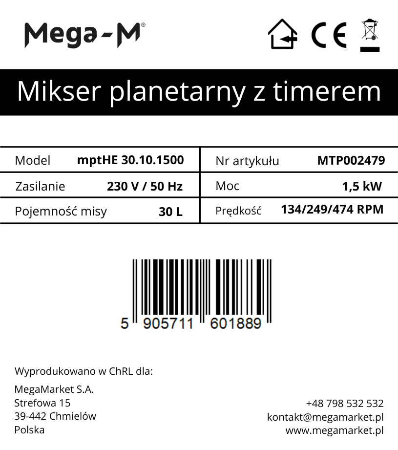 mikser planetarny 30 L Mega-M