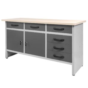 Zdjęcie produktu: Stół warsztatowy z 6 szufladami 2 szafkami zamykanymi Mega-M HANDYMAN S-160 cm G-60 cm H-85 cm grafit
