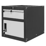 Zdjęcie produktu: Szafka do stołu warsztatowego Mega-M 37x48.5x41.5 cm podwieszana drzwiczki i szuflada narzędziowa grafitowa szary front