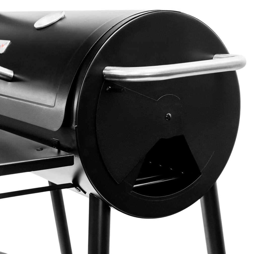 grill węglowy typu beczka z kominem