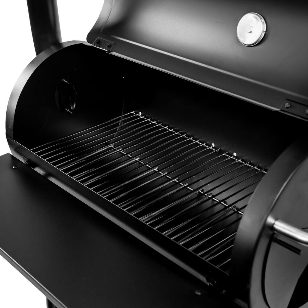 grill węglowy typu beczka z kominem