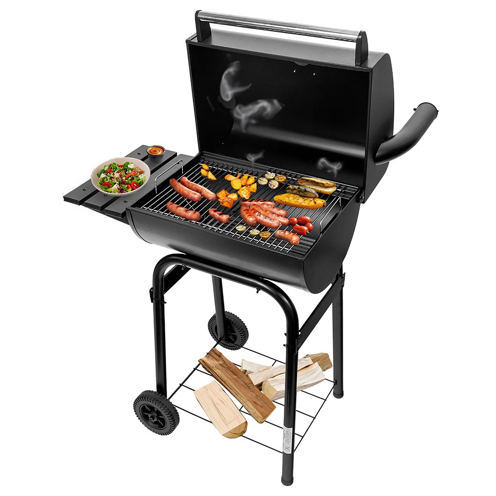 grill węglowy z pokrywą i kominem