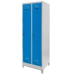 Zdjęcie produktu: Szafka BHP ubraniowa na podstawie z nóżkami Mega-M pracownicza 2-drzwiowa S-60 cm szara/niebieski front