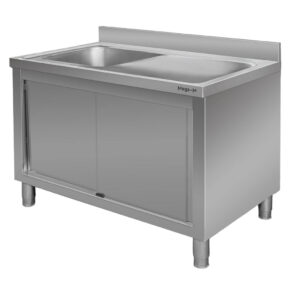 Zdjęcie produktu: Zlew gastronomiczny spawany z komorą po lewej stronie i z szafką Mega-M 140x60x85 cm stal nierdzewna
