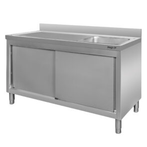 Zdjęcie produktu: Zlew gastronomiczny spawany z komorą po prawej stronie i szafką Mega-M 140x60x85 cm stal nierdzewna
