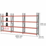 Zdjęcie produktu: Regał magazynowy 12-półkowy Mega-M FORTIS H-200 cm L-634 cm G-50 cm