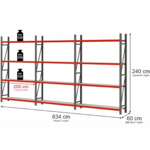 Zdjęcie produktu: Regał magazynowy 12-półkowy Mega-M FORTIS H-240 cm L-634 cm G-60 cm