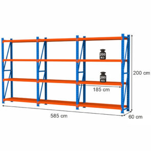 Zdjęcie produktu: Regał magazynowy 12-półkowy Mega-M FORTIS LIGHT H-200 cm L-585 cm G-60 cm