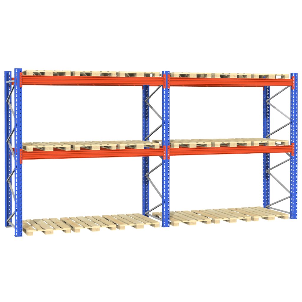 Regał magazynowy paletowy STOW 0+2 H-300 cm G-110 cm L-565.5 cm 1000 kg nośność na parę trawersów