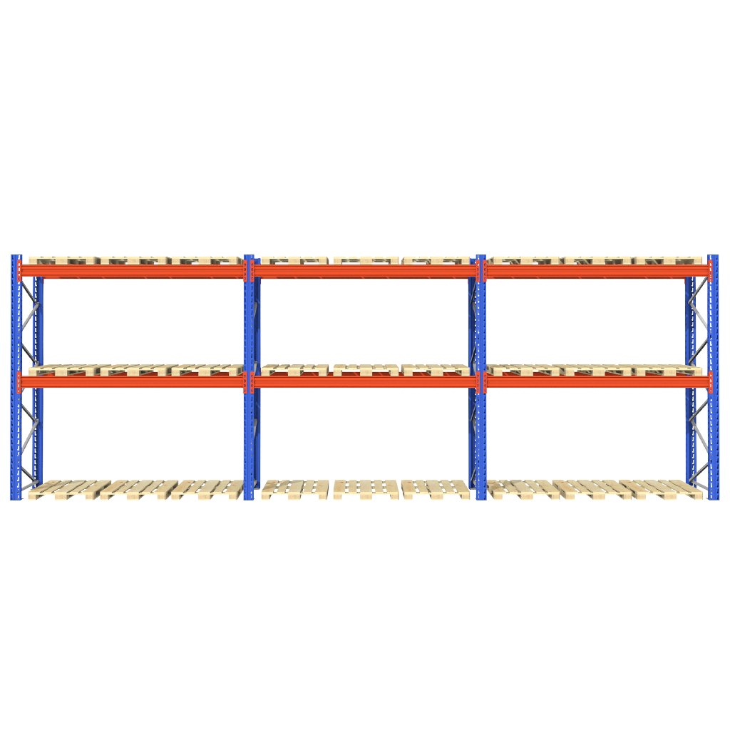 Regał magazynowy paletowy STOW H-300 cm G-110 cm L-844 cm 1000 kg nośność na parę trawersów