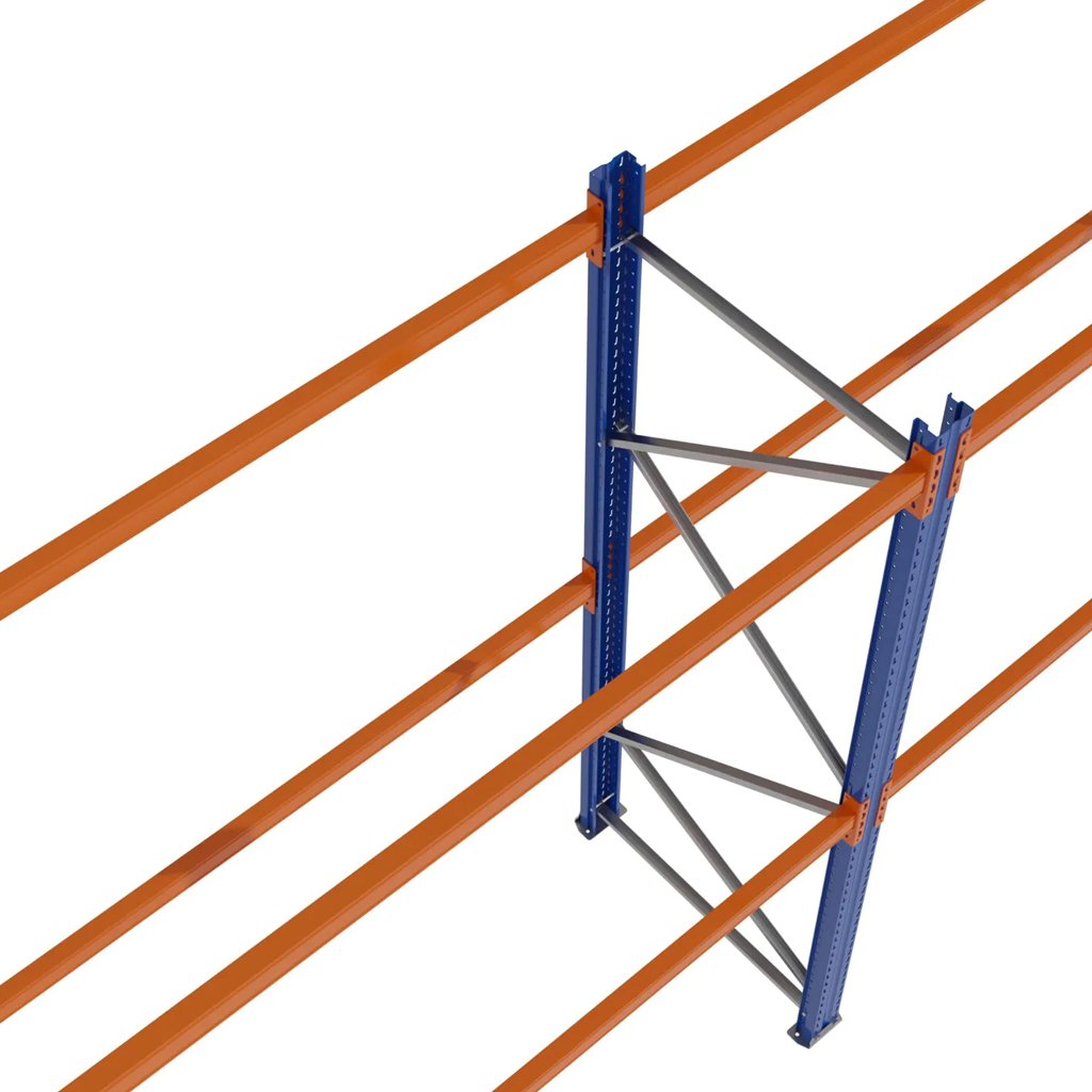 Regał magazynowy paletowy STOW H-300 cm G-110 cm L-844 cm 1000 kg nośność na parę trawersów