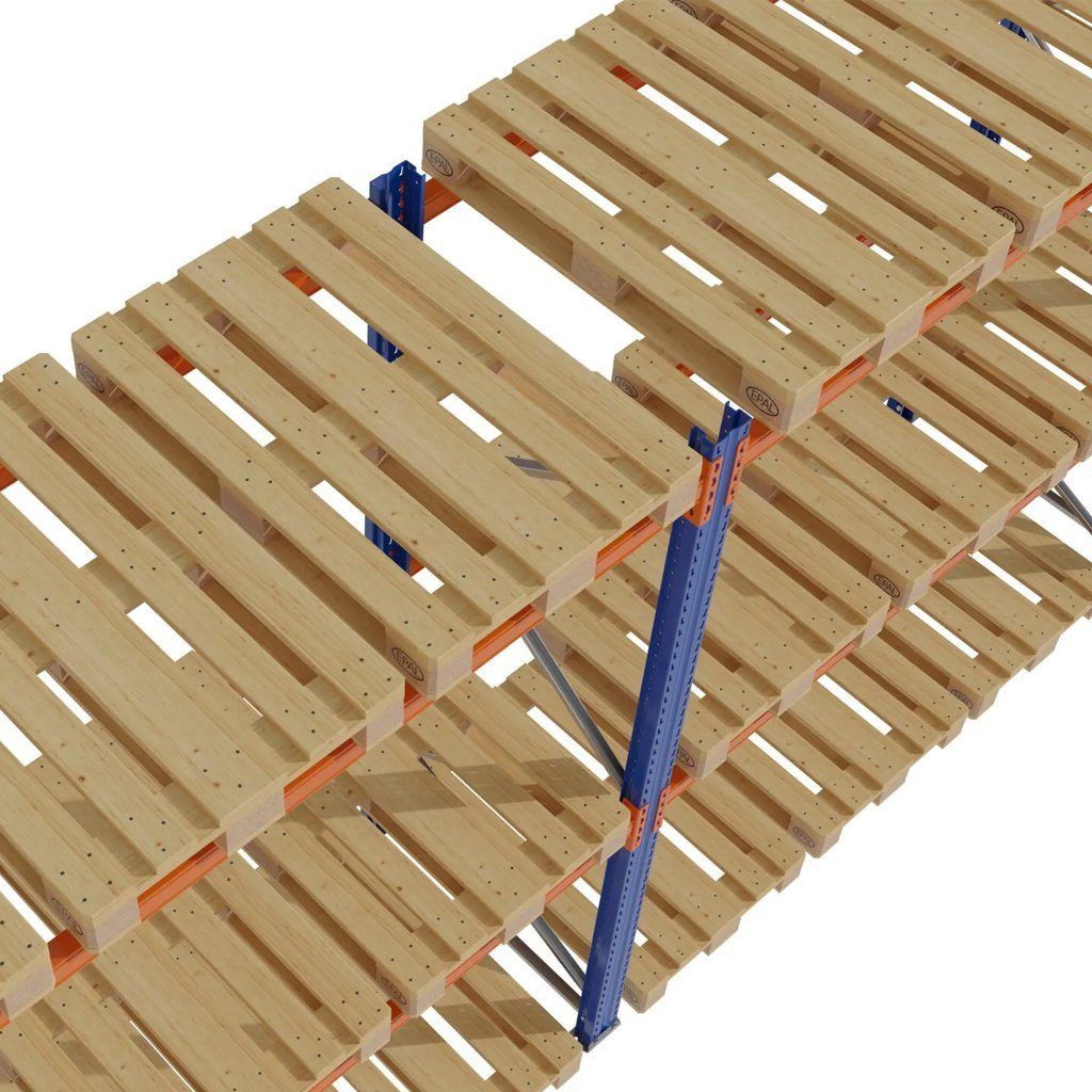 Regał magazynowy paletowy STOW H-300 cm G-110 cm L-844 cm 1000 kg nośność na parę trawersów