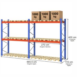 Zdjęcie produktu: Regał magazynowy paletowy STOW 0+2 H-400 cm L-565.5 cm 3000 kg nośność na parę trawersów