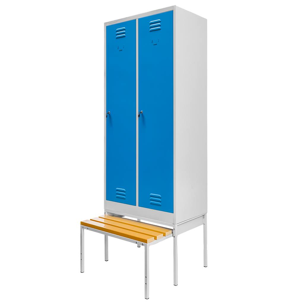 Profesjonalna szafka BHP z wysuwaną ławeczką S-80 cm niebieski front