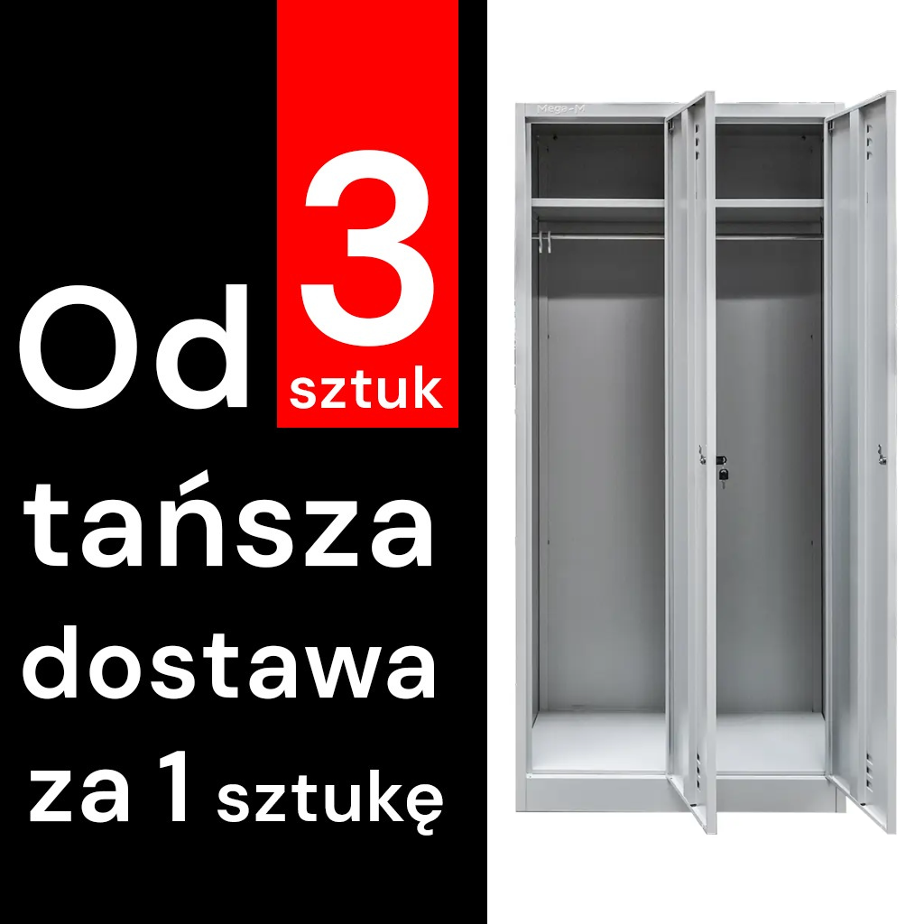 Szafka BHP ubraniowa Mega-M pracownicza 2-drzwiowa S-80 cm szara WYSYŁKA PALETOWA