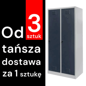 Zdjęcie produktu: Szafka BHP ubraniowa Mega-M pracownicza 2-drzwiowa S-80 cm szara/grafitowy front WYSYŁKA PALETOWA