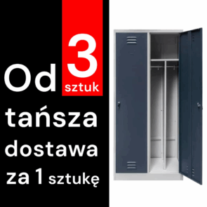 Zdjęcie produktu: Szafka BHP ubraniowa Mega-M pracownicza 2-drzwiowa z przegrodami S-80 cm szara/grafitowy front WYSYŁKA PALETOWA