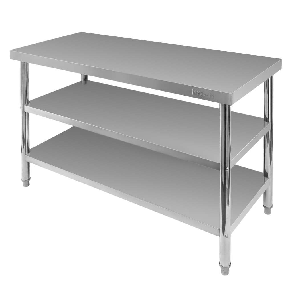 Stół gastronomiczny ze stali nierdzewnej centralny z 2 półkami Mega-M X STANDARD 120x70x85 cm