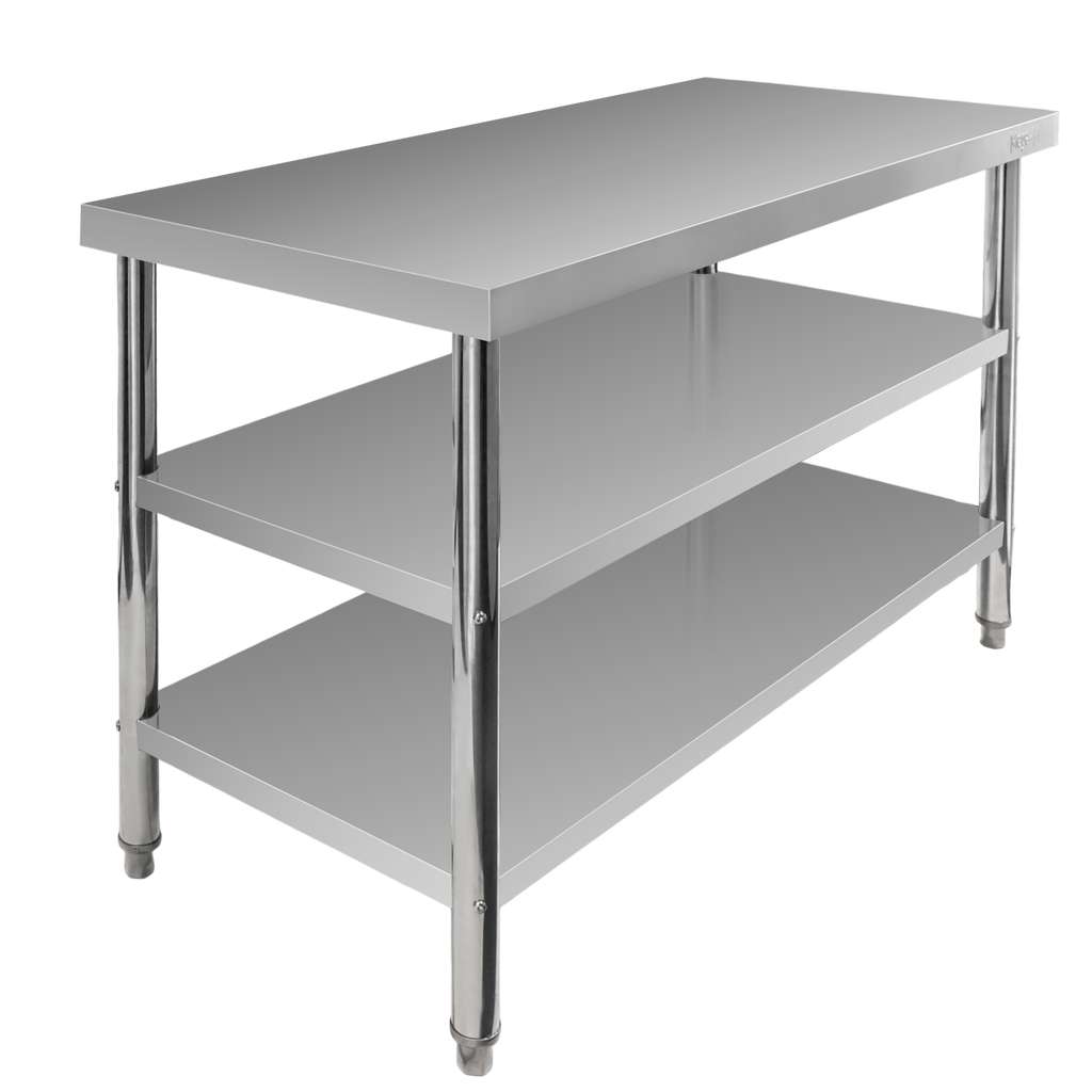 Stół gastronomiczny ze stali nierdzewnej centralny z 2 półkami Mega-M X STANDARD 120x70x85 cm