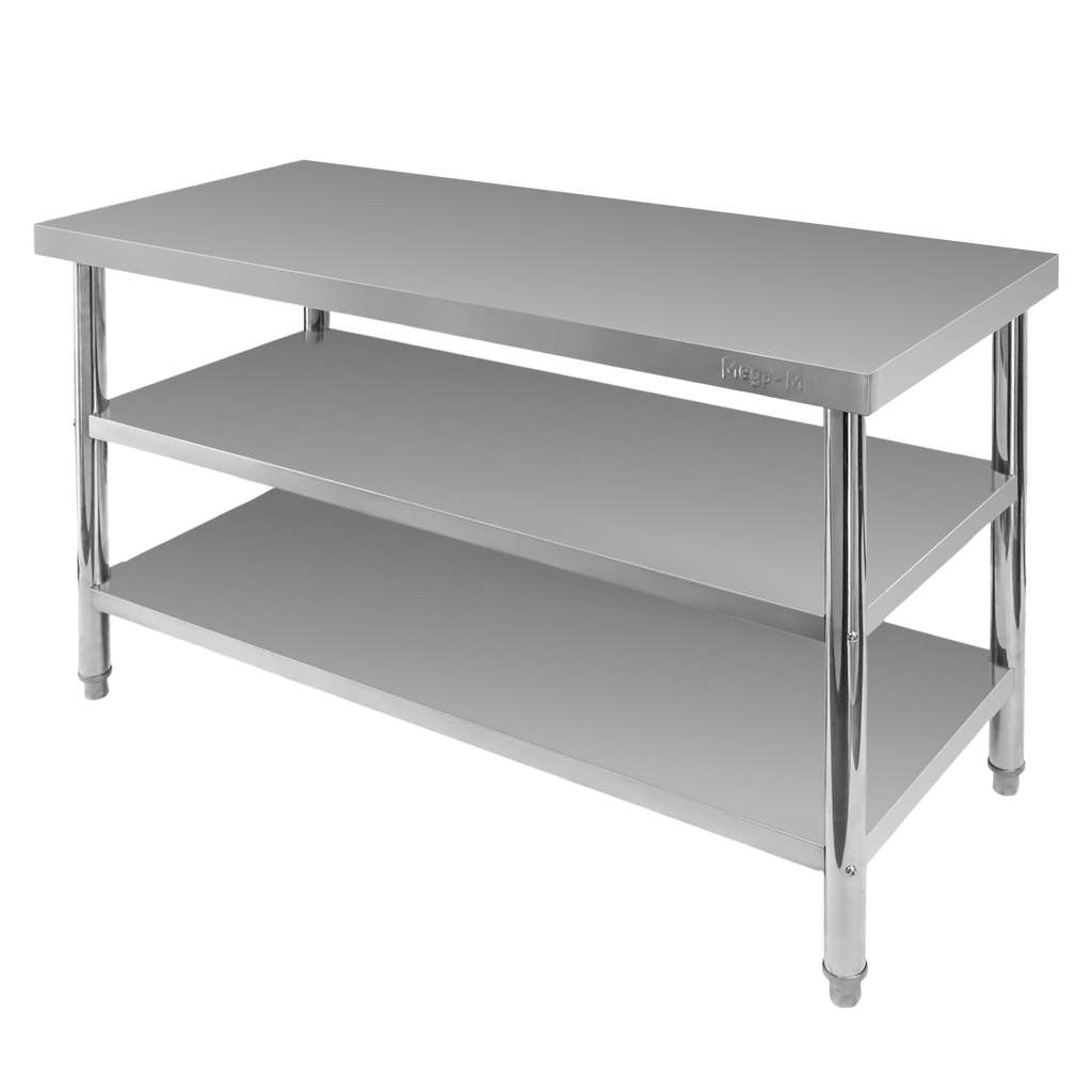Stół gastronomiczny ze stali nierdzewnej centralny z 2-półkami S-140 cm