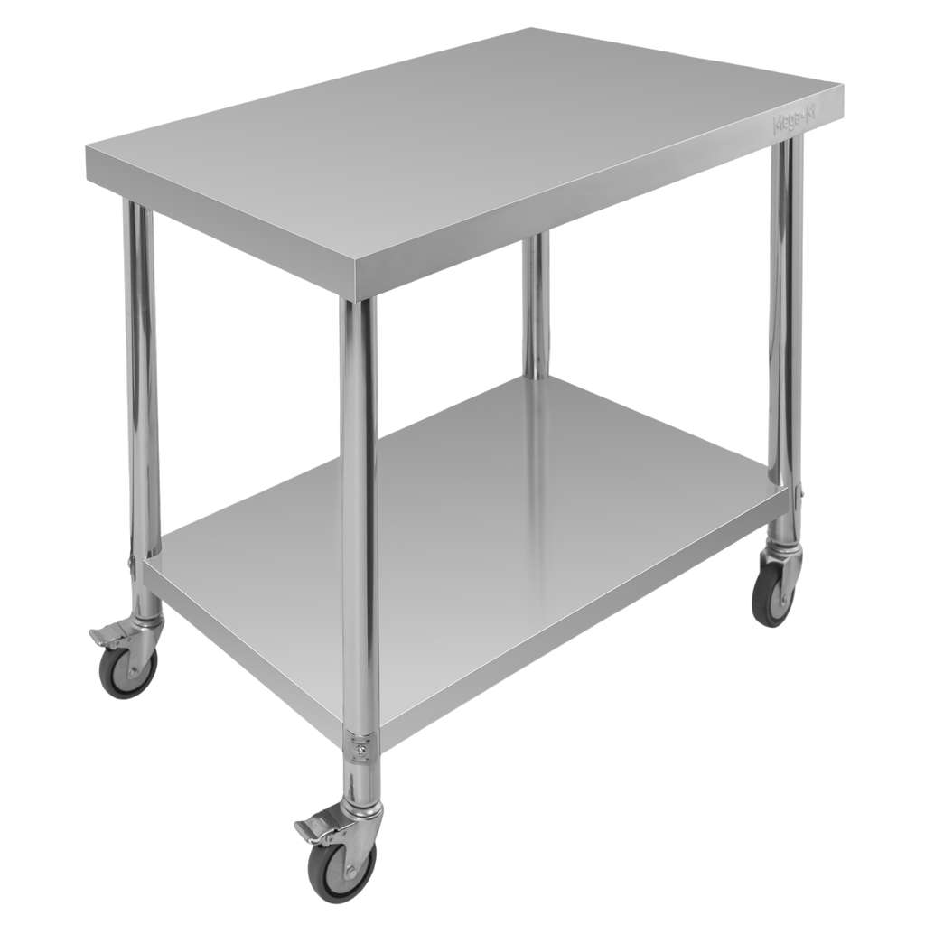 Stół gastronomiczny ze stali nierdzewnej mobilny z półką Mega-M X STANDARD 80x60x85 cm
