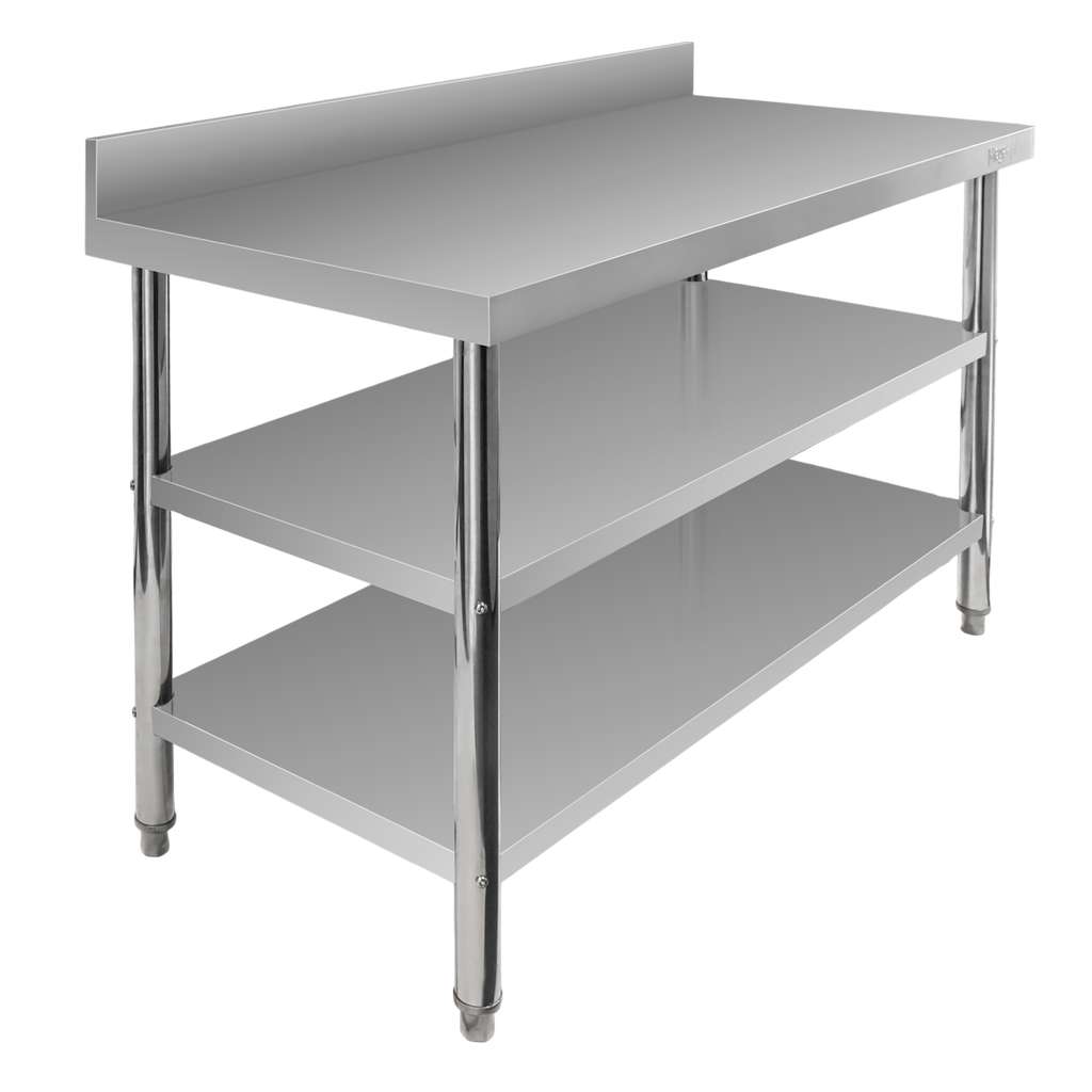 Stół gastronomiczny ze stali nierdzewnej przyścienny z 2 półkami S-120 cm