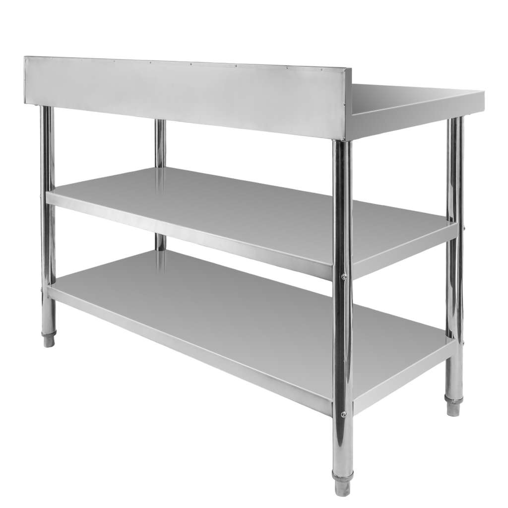 Stół gastronomiczny ze stali nierdzewnej przyścienny z 2 półkami S-120 cm