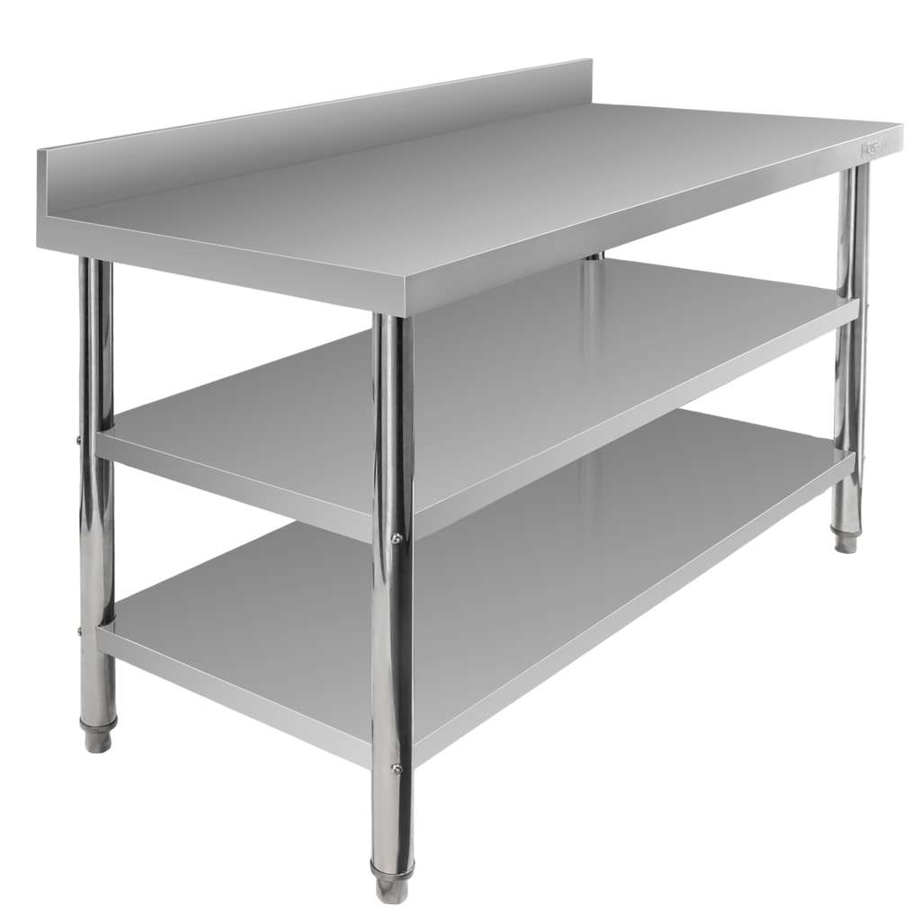 Stół gastronomiczny ze stali nierdzewnej przyścienny z 2 półkami S-140 cm