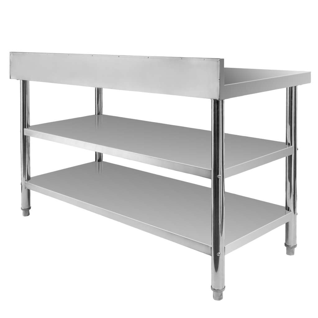 Stół gastronomiczny ze stali nierdzewnej przyścienny z 2 półkami S-140 cm