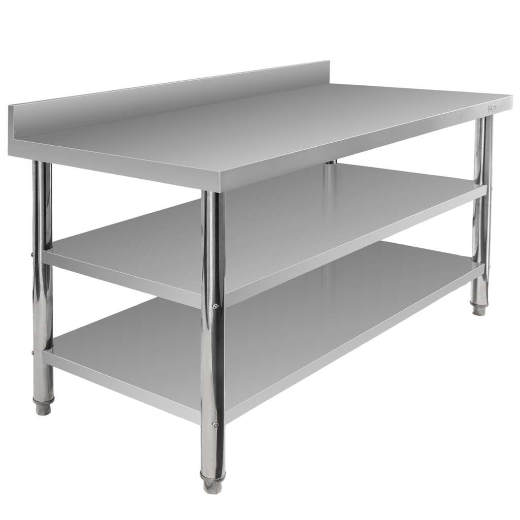 Stół gastronomiczny ze stali nierdzewnej przyścienny z 2 półkami S-150 cm