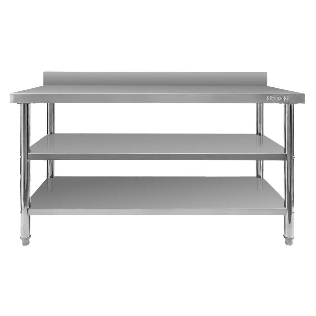 Stół gastronomiczny ze stali nierdzewnej przyścienny z 2 półkami S-150 cm